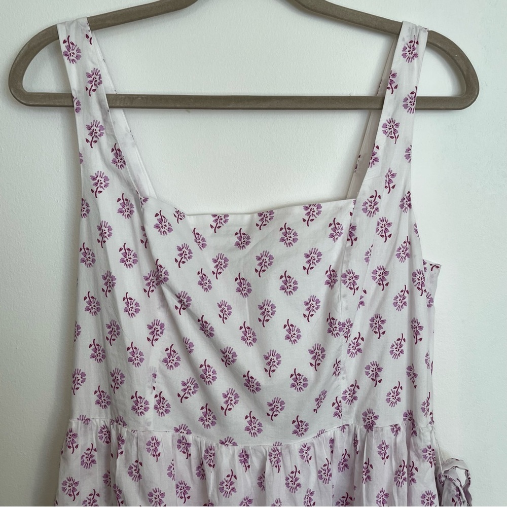 J. Crew Lavender Cotton Sz12 Asymmetrical Floral Ruffles Tiered Dress Cotton NWT - Picture 5 of 17